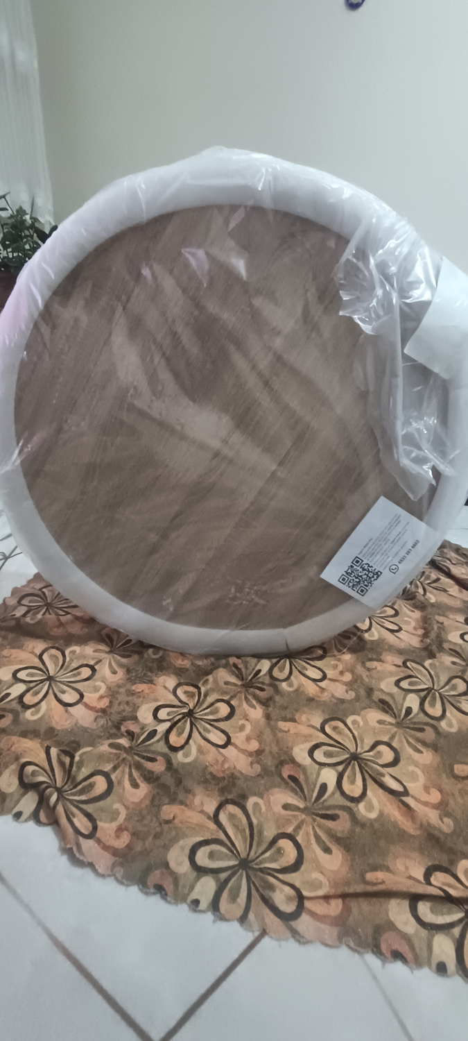 Alesta Life 90 Cm Çap - Ahşap Renk Katlanabilir Yer Sofrası Hamur Açma Tahtası Oyun Masası - 21 Cm Yükseklik