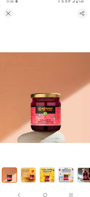 Eğriçayır Kara Mürver + Acerola + Propolis + Ham Bal 225G