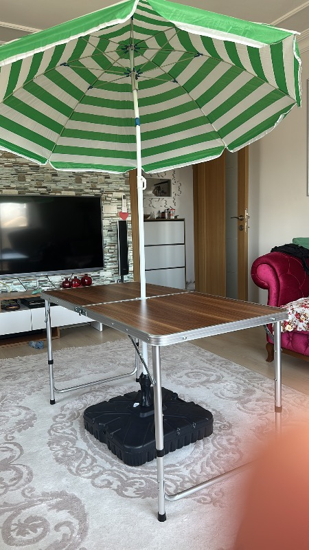 Uniqamping Çanta Tipi 4 Tabureli Katlanır Kamp Masa Seti - Ahşap Desen