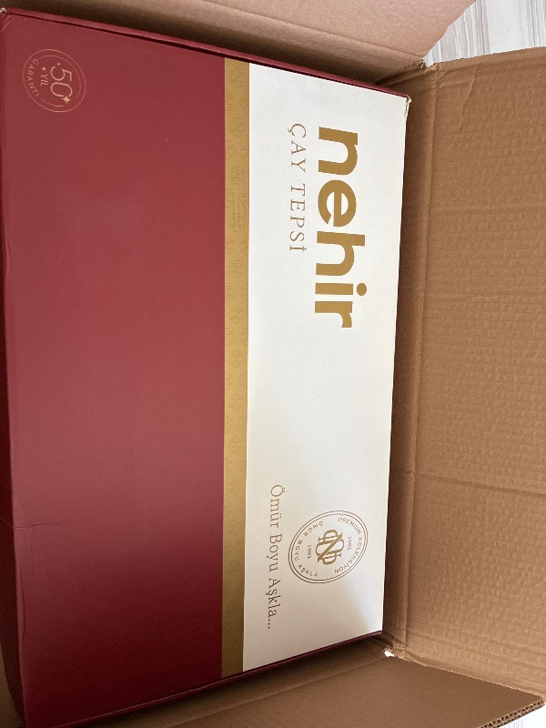 Nehir Lalezar 2'li Altın Sade Çelik Tepsi Seti