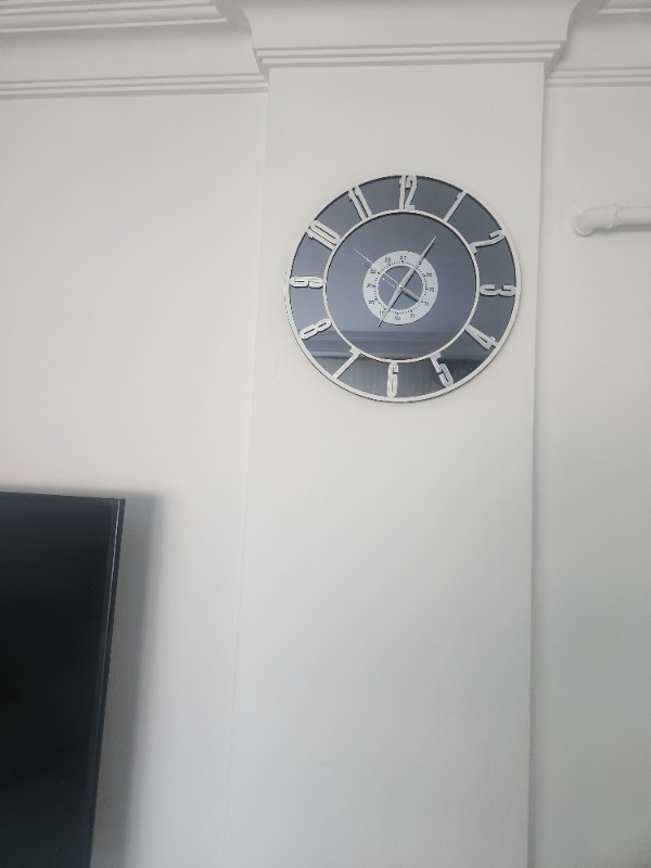 Elazer Tasarım Gerçek Ayna Duvar Saati 40 cm Yuvarlak Modern Tasarım Gümüş Renkli Şık ve Sessiz Mekanizma