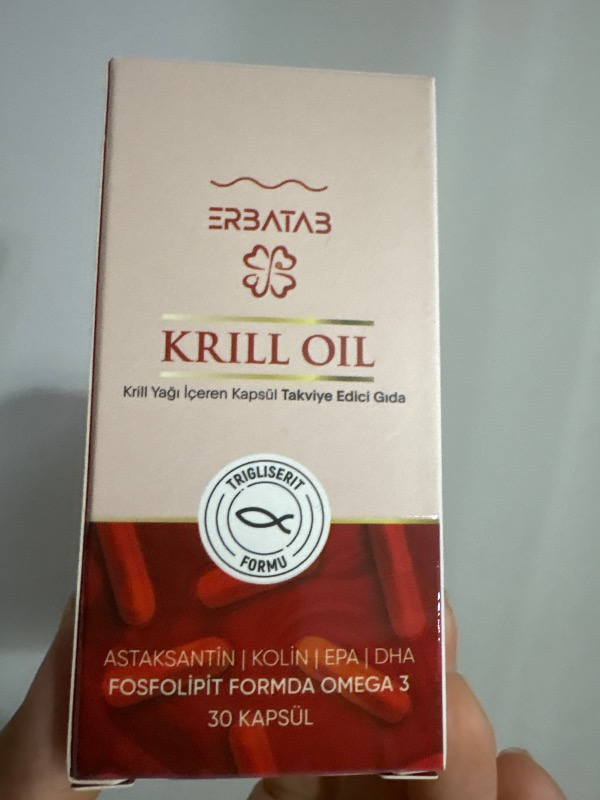 Erbatab Krill Oil 500 Mg 30 Kapsül Doğal Astaksantin ve Kolin İçeren Takviye Edici Gıda