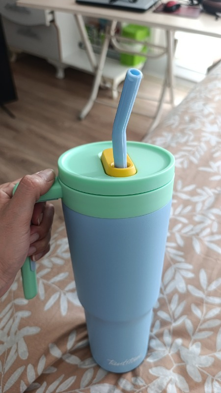 Tantitoni 020-01-MAVİ Pipetli Paslanmaz Çelik Termos Bardak 1.2l