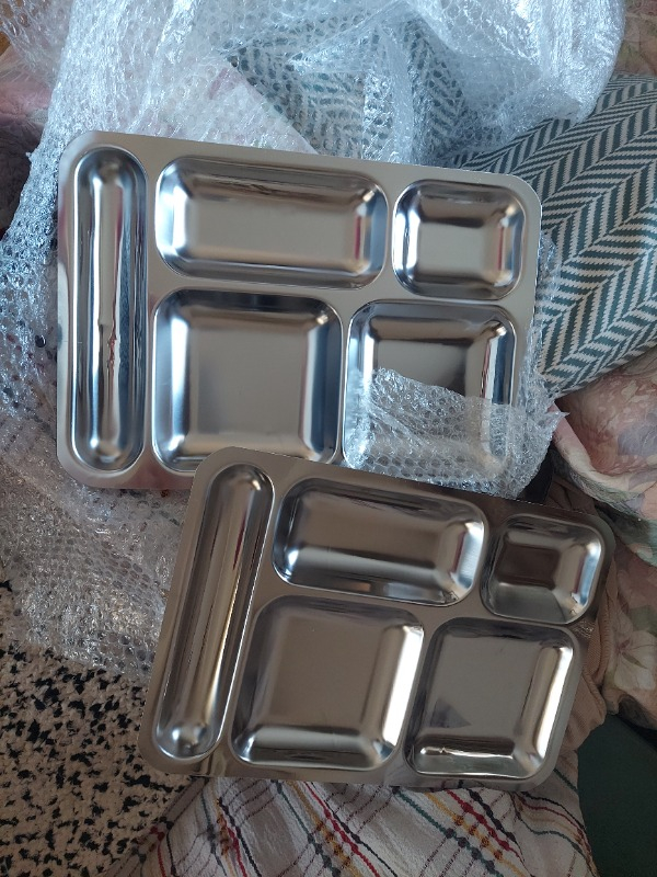 BAYDURSAN PASLANMAZ ÇELİK TABLDOT, KALIN PARLAK ÇELİK SELF SERVİS YEMEK TABAĞI
