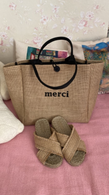 Fudela Kadın Hasır Merci Desenli Askılı Plaj Çantası