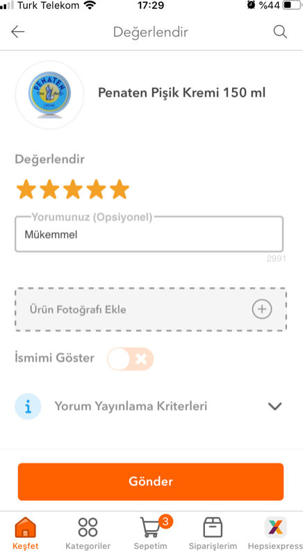 Penaten Pişik Kremi 150 ml
