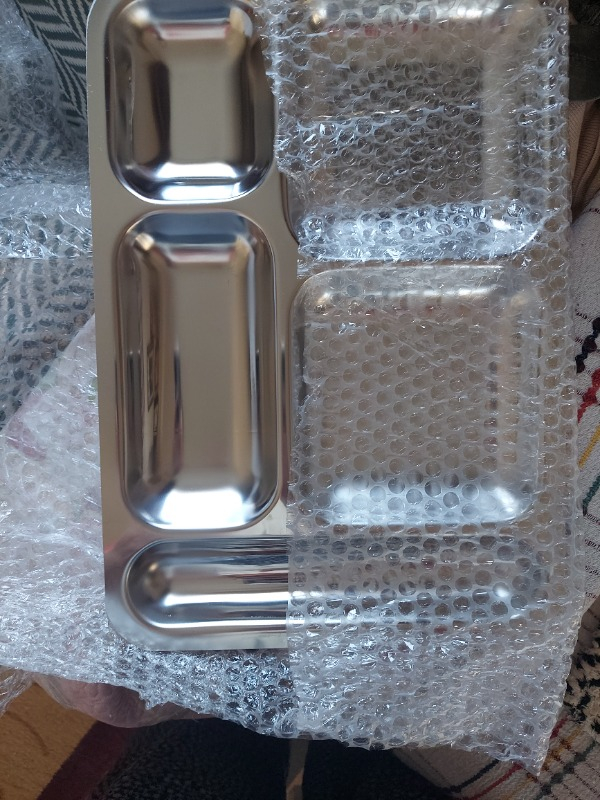 BAYDURSAN PASLANMAZ ÇELİK TABLDOT, KALIN PARLAK ÇELİK SELF SERVİS YEMEK TABAĞI