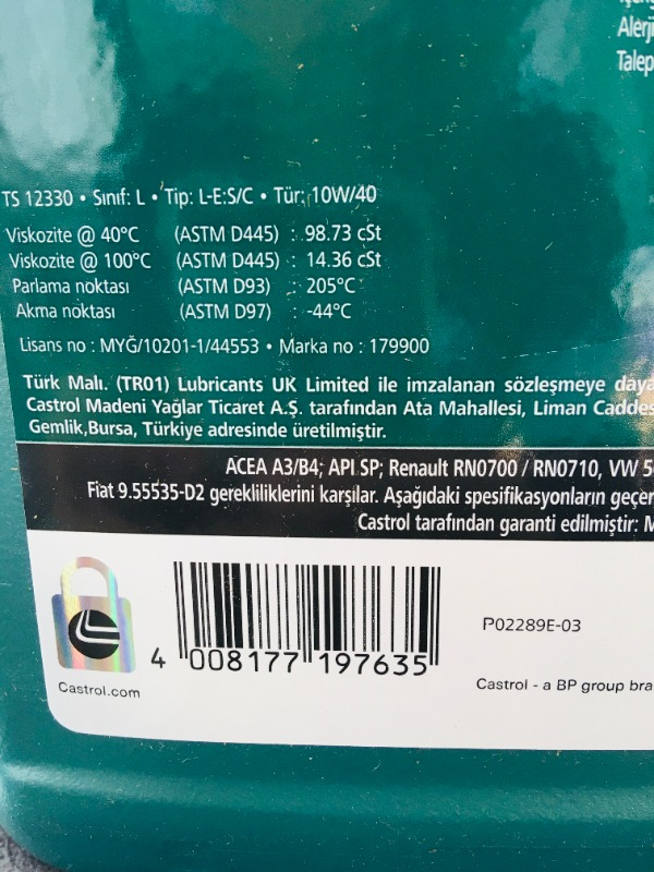 Castrol Magnatec 10W40 A/B 4 Litre Ü.T.2025