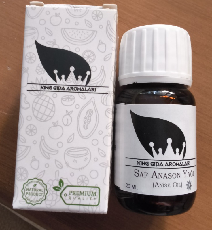 King Gıda Aromaları 100 ml Saf Anason Yağı Sıcak Su Buharı Distilasyonu ile Elde Edilmiş
