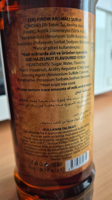 Gusse Fındık (Hazelnut) Aromalı Kokteyl Şurubu 70 cl