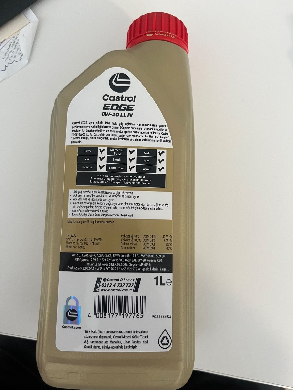 Castrol Edge 0W-20 1 Litre Motor Yağı