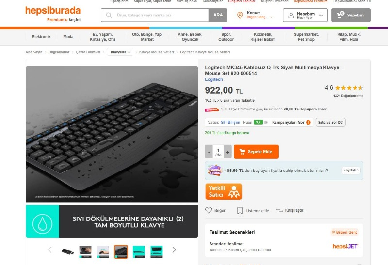 Logitech MK345 Kablosuz Q Trk Siyah Multimedya Klavye - Mouse Set 920-006514