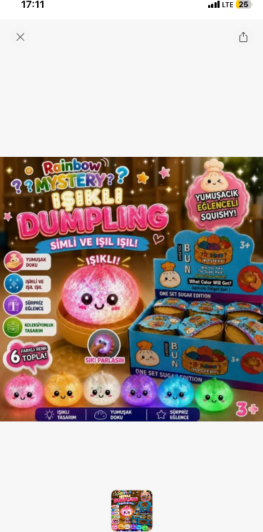 Dumpling Çin Mantısı Squishy Sürpriz Oyuncak Simli Stres Topu