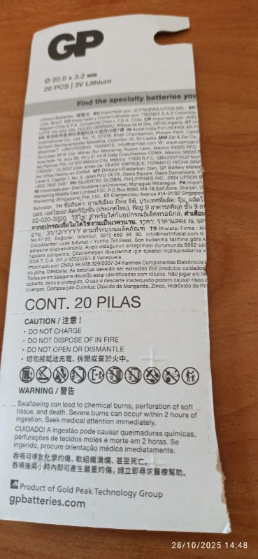 Gp CR2032 3V Lithium 10'lu Kartela