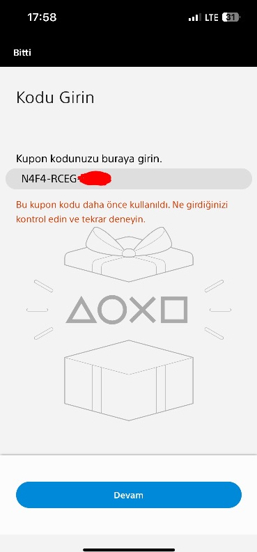 Sony Play Station Store 2000 Tl Hediye Kartı