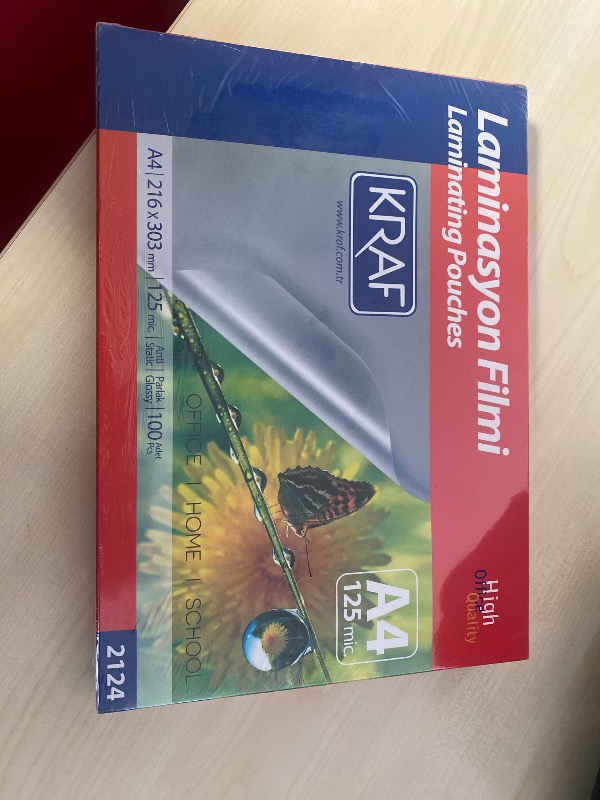 Kraf Laminasyon Filmi Parlak A4 125Mic 100'lü 2124