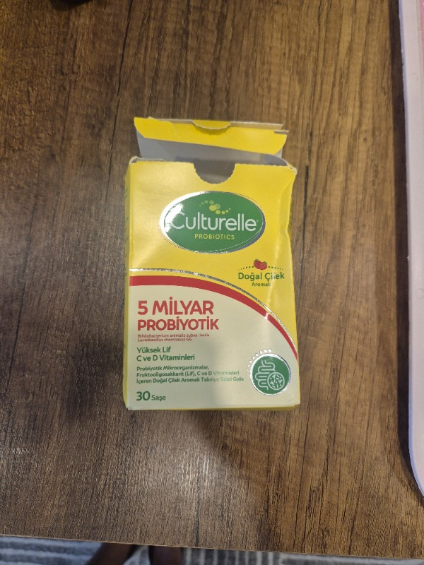 Culturelle Probiyotik 30 Saşe, 5 Milyar Probiyotik, C ve D Vitamini, Yüksek Lif, Doğal Çilek Aromalı, Çocuk ve Yetişkin, Kolay kullanım