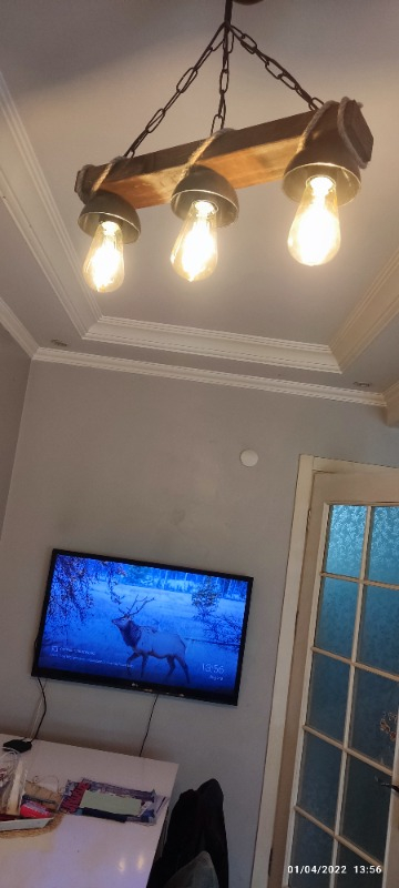 Megüsa Ahşap Halatlı 3 Lü Rustik Avize