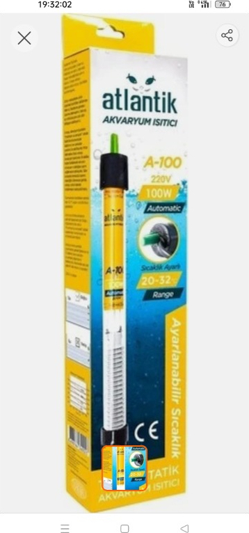 Atlantik Akvaryum Isıtıcı 100 Watt 25 cm