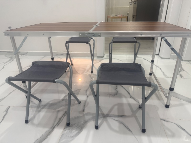Uniqamp ® Quatro™ Çanta Tipi 4 Tabureli Katlanır Kamp Masa Seti