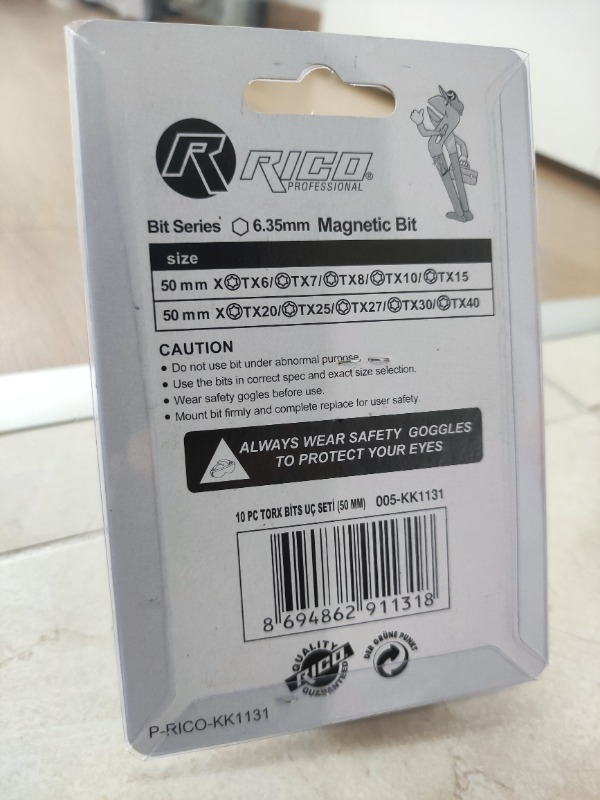 Rico 10 Parça Torx Bits Uç Seti 50mm