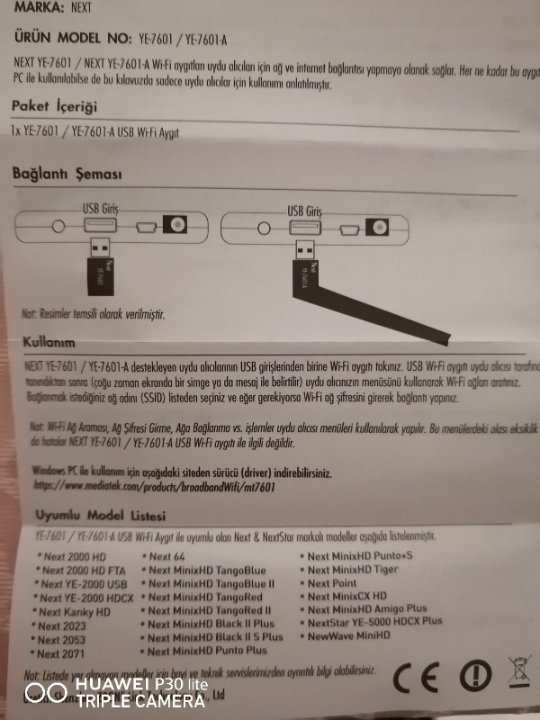 Next Ye-7601A Usb Wifi 5Dbi Antenli