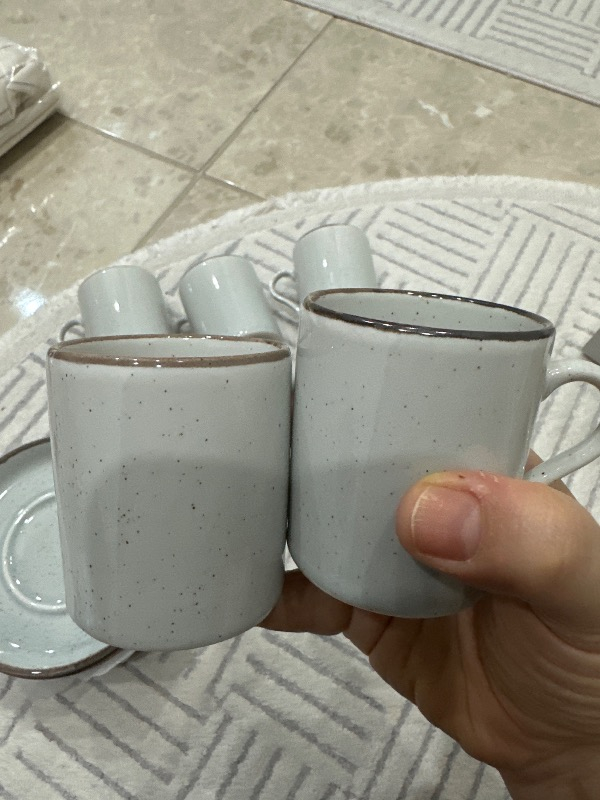 Madame Coco Ramona 6 Kişilik Kahve Fincan Seti - Gri-1