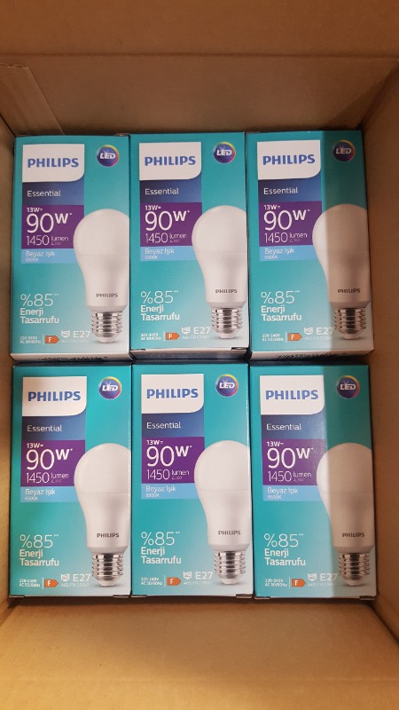 Philips Essential LED Lamba 13W - 100W E27 Duy 6500K Beyaz Işık( 6 Lü Paket)