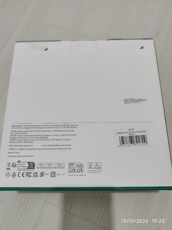 UGREEN CAT6 Ethernet Kablosu, 50 Metre, Siyah, 20170