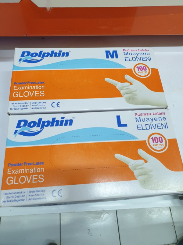 Dolphin Beyaz Lateks Eldiven Pudrasız L 20 Pk x 100 Adet Koli