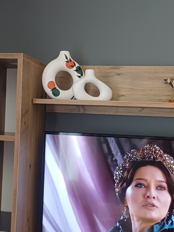 Luniva Home Bohem Desenli 2'li Halka Vazo Seti Ev Ofis Dekoru Hediyelik Set