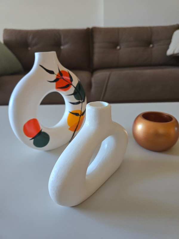 Luniva Home Bohem Desenli 2'li Halka Vazo Seti Ev Ofis Dekoru Hediyelik Set