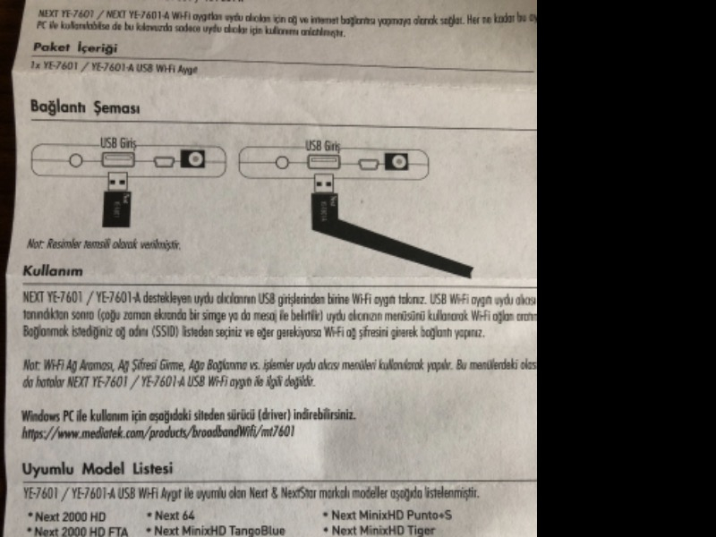 Next Ye-7601A Usb Wifi 5Dbi Antenli