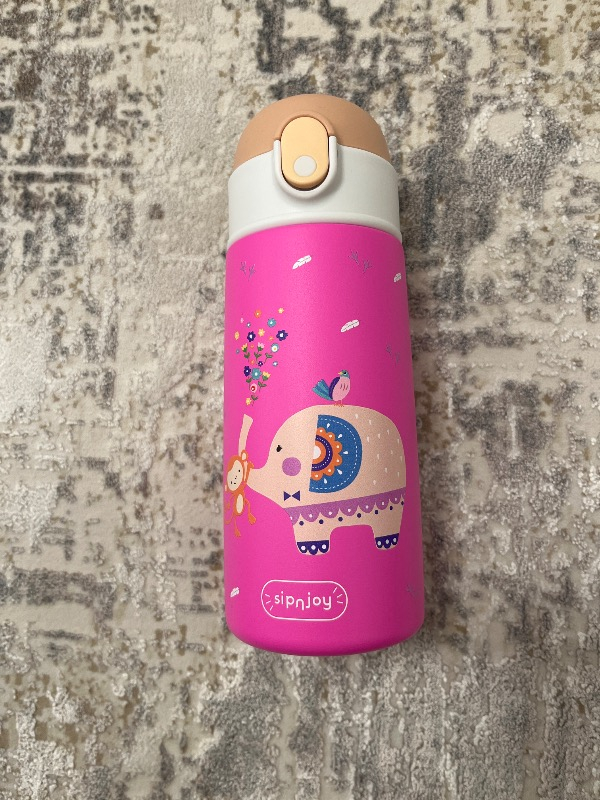 SipnJoy Sipsquad Çocuk Termosu 480 ml Paslanmaz Çelik Pembe Renkli Eğlenceli Tasarım