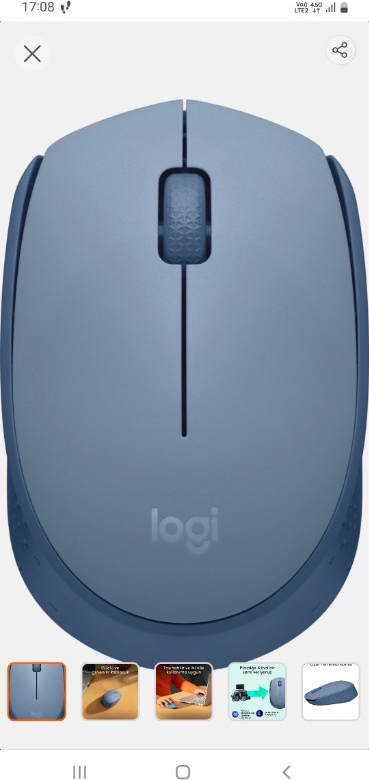 Logitech M171 USB Alıcılı Kablosuz Kompakt Mouse - Açık Mavi