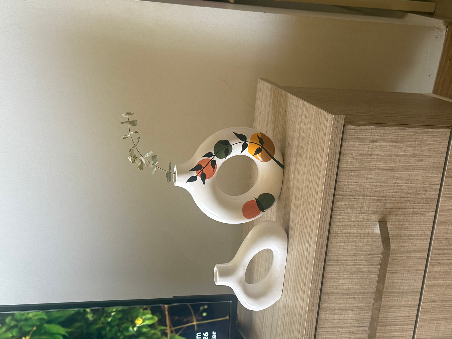 Luniva Home Bohem Desenli 2'li Halka Vazo Seti Ev Ofis Dekoru Hediyelik Set