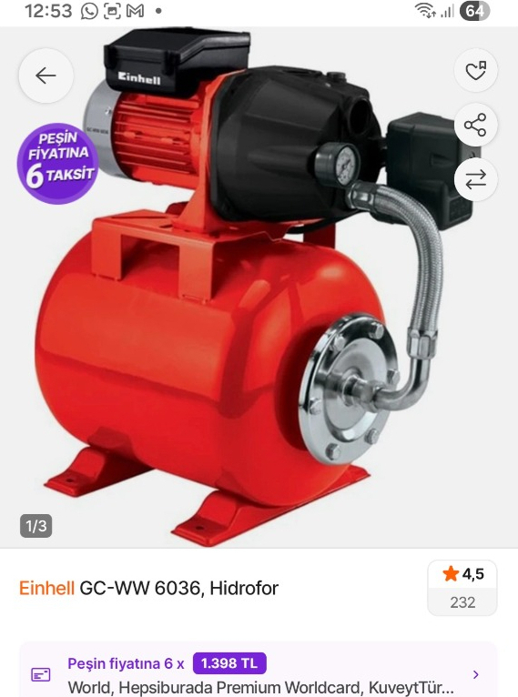Einhell GC-WW 6036, Hidrofor