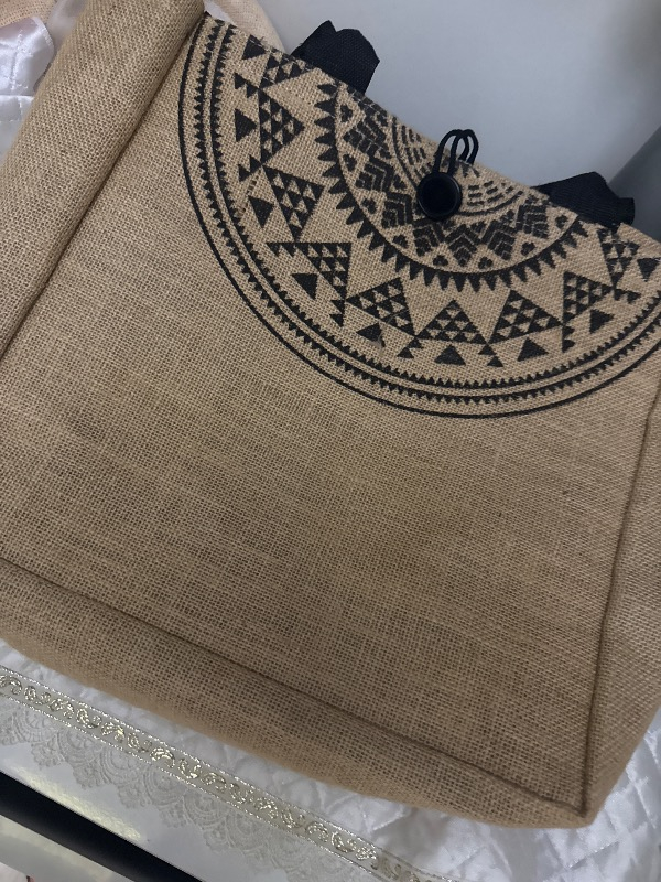 Gnc Design Kadın Hasır Etnik Desenli Askılı Astarlı Plaj Çantası