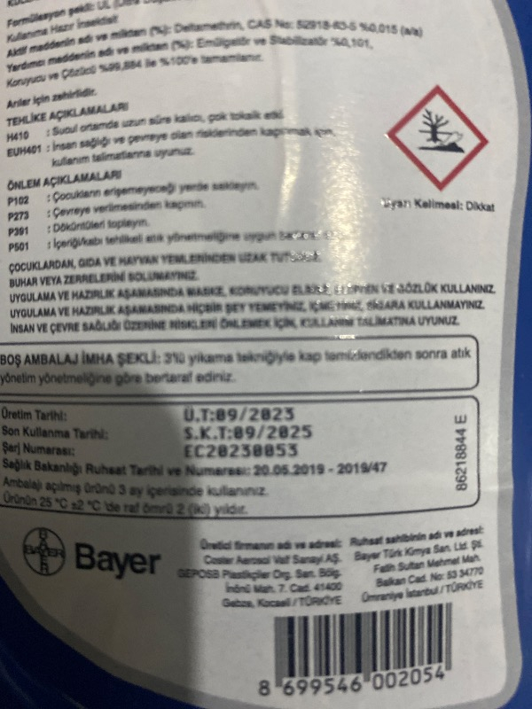 Bayer K-Othrine Al Böcek Ilacı 1 lt