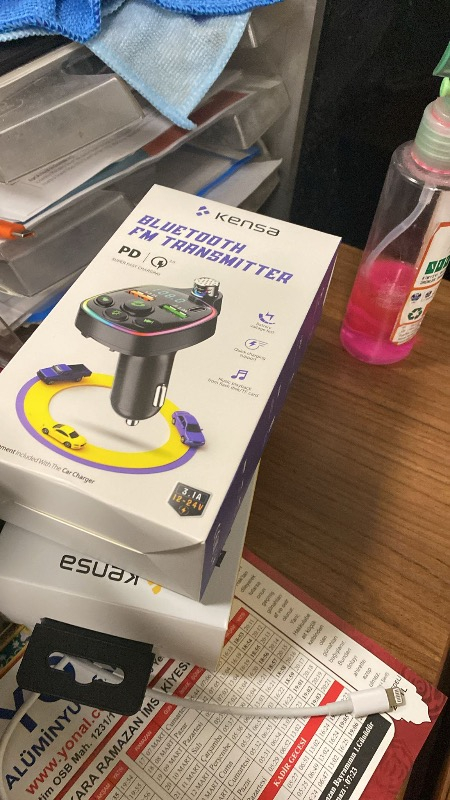 Kensa Bluetooth Araç Çakmaklık FM Transmitter | 48W PD Hızlı Şarj | Çift Mikrofon | Araç Şarj Cihazı