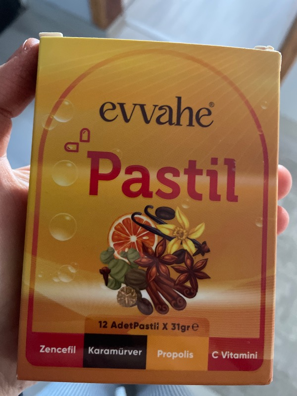 Evvahe Doğal evvahe Zencefil Karamürver Propolis C Vitamini İçeren Pastil 12 Adet Takviye Edici Gıda