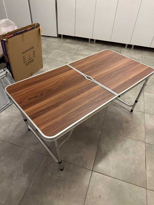 Uniqamping Çanta Tipi 4 Tabureli Katlanır Kamp Masa Seti - Ahşap Desen