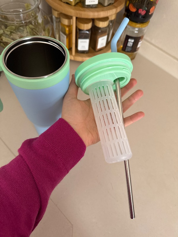 Tantitoni 020-01-MAVİ Pipetli Paslanmaz Çelik Termos Bardak 1.2l