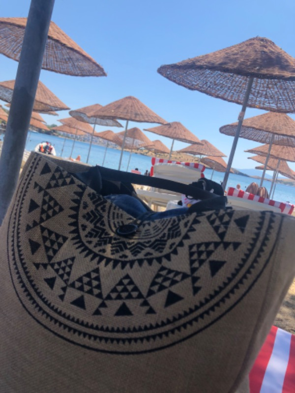 Gnc Design Kadın Hasır Etnik Desenli Askılı Astarlı Plaj Çantası