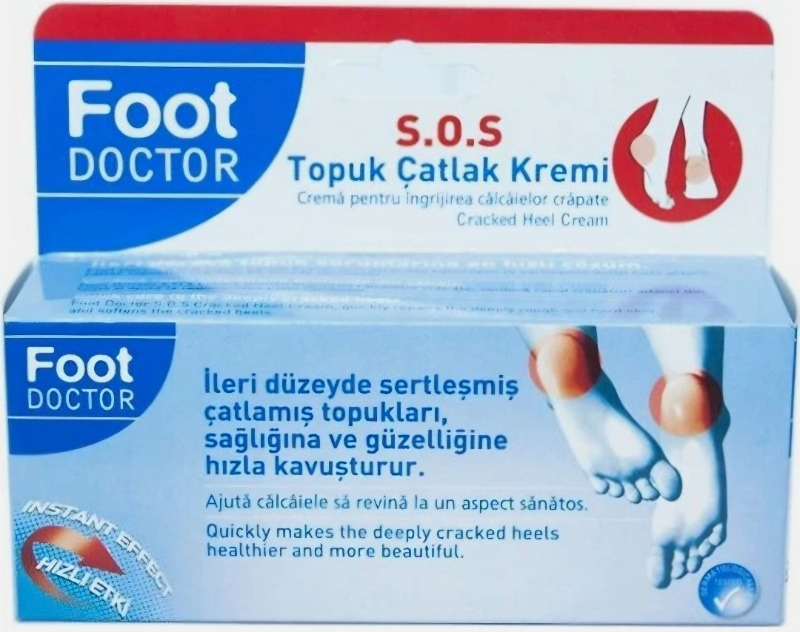 Foot Doctor SOS Topuk Çatlak Kremi - Yoğun Nemlendirici, Üre ve Gliserin İçerir, 60 ml, Tüm Cilt Tipleri İçin Besleyici Bakım