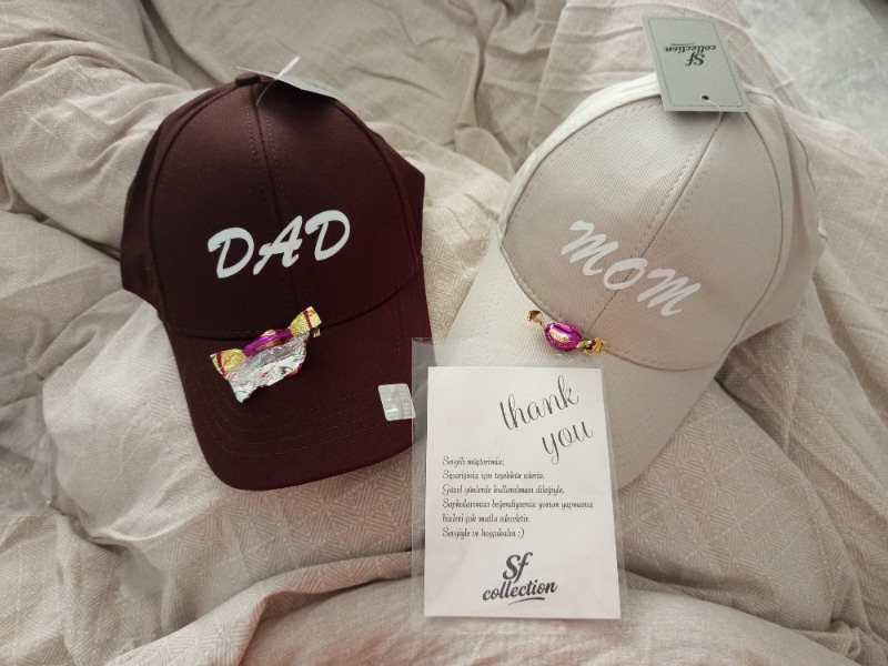 SF Collection Mom & Dad Baskılı Basic 2’li Çift Kombin Şapka