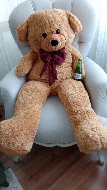 Ritoys 130 cm Papyonlu Dev Boy Peluş Ayı lik Kahverengi Ayıcık
