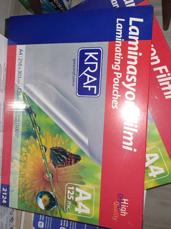 Kraf Laminasyon Filmi Parlak A4 125Mic 100'lü 2124