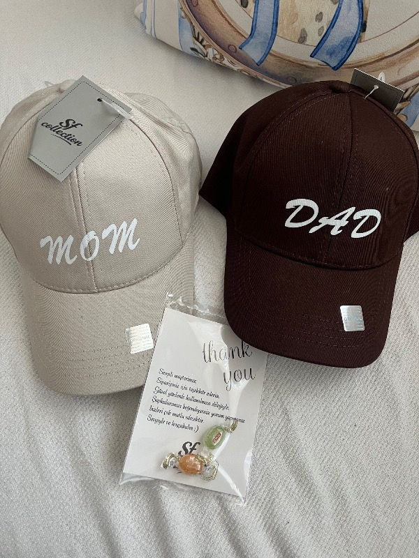 SF Collection Mom & Dad Baskılı Basic 2’li Çift Kombin Şapka
