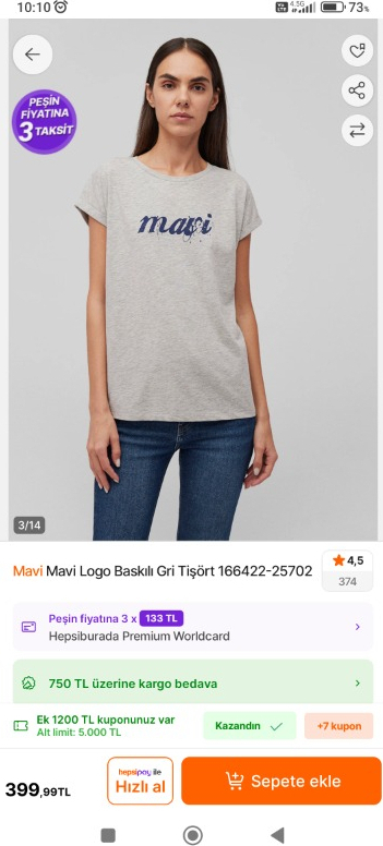 Mavi Mavi Logo Baskılı Gri Tişört 166422-25702